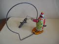 MECHANICAL TIN WIND UP CLEO CLOWN THE DOGS T.P.S. JAPAN