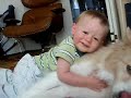 snuggle boy meets dog