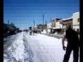 Liza Raley biffing it on a Dog sled