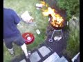 Man almost engulfed in flames from BBQ
