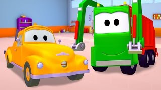 ambulans çöp kamyonu buldozer ve çekici tom araba ve kamyon inşaat çizgi filmi çocuklar için