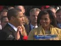 Barack Obama takes the Presidential Oath of Office. Chief Justice John Roberts makes a mistake with the oath and President Obama waits for him to correct himself.