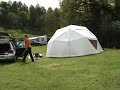 Geodesic dome tent - setting up