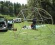 Geodesic dome tent - setting up