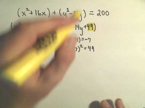 patrickJMT - Finding the Center-Radius Form of a Circle by Completing the Square - Example 1.