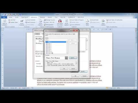 how to create table of contents in word 2013