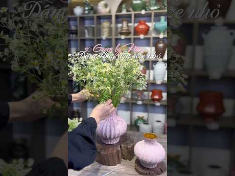 Bình Cắm Hoa Dáng Lồng Đèn Nhỏ Gốm Ngà Bát Tràng Cao 15cm