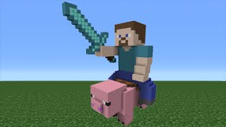 Minecraft Tutorial: How To Make Steve Riding a Pig Statue