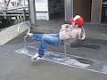 Man thru hoops