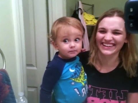 Baby can’t stop laughing at his eyebrows