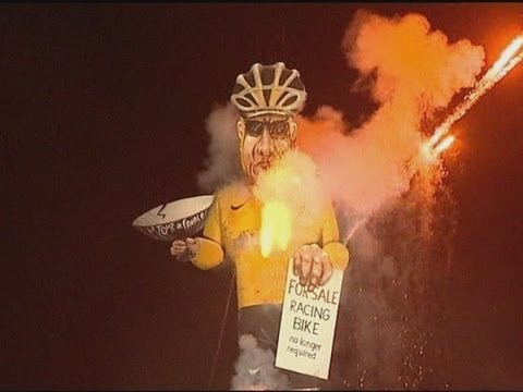 Lance Armstrong burns as bonfire guy