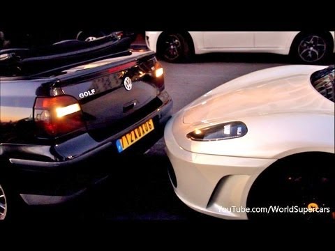 Ferrari F430 Being HIT 4 Times by Reversing Car !!
