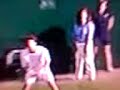 Women gets hit by tennis ball at 130 mph!