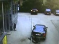 Woman destroys her car in parking lot