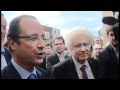 Francois Hollande près d'Angers à trélazé en campagne