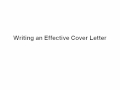 Writing an Effective Cover Letter
