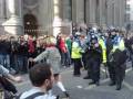 Girl vs Riot Cops at G20 protest, Bishopsgate, London