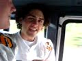 this is us on the minibus! we mock cjs laugh! cj is the huge guy in the front seat!