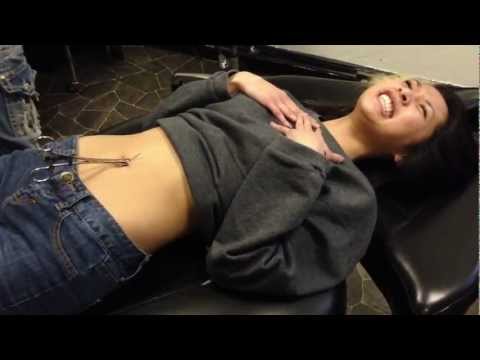 pierced - Took the baby too go get her belly button pierced today. -3 peep it.