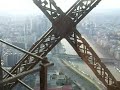 Tour Eiffel tower Paris Elevator going upview January 2007