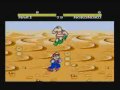 this is a pirated nes game, which is mario kart and street fighter combined. (the video was recorded from a famicom) believed to be the best pirated game on nes. despite this, the game is actually pretty crappy, the controls are stiff, collision detection sometimes doesn't work and the sound sucks. here are the characters' names: mario - mari luigi - luigi koopa - nokonoko yoshi - yossy toad - kinopio donkey kong - donkey peach - peach bowser - koopa