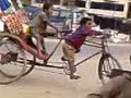 the video was taken from uttra dhaka a child operating a rickshaw