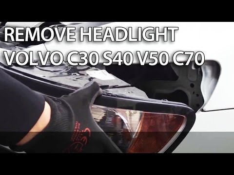 How to remove headlights in Volvo C30, S40, V50, C70 (light bulb change)