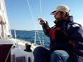 Navegando frente a la Marina de Palamós en el Diablillo