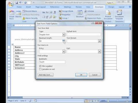 how to create forms in word