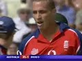 Simon Jones hits Mathew Hayden
