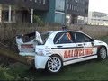 Heavy Lancer EVO 9 crash after jump - vd Heuvel Sr. - Rallysprint Almere 2007