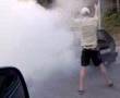 Drunk crazy in Fiat Uno 5am...burnout!!!