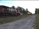 VIA #1 rocks threw the siding to meet CN #102
