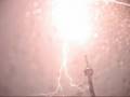 Lightning striking the CN Tower from my bathroom window