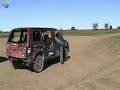 CrazyCarClub Davidsfarm Exclusive - Floppycock Caravan vs Dodge Tradesman Van Field Race