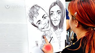 Drawing Funny Portraits for Couples in Love.