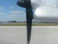 Propeller airplane takeoff