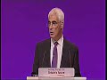 Alistair Darling speaks to the Labour Party Conferernce
