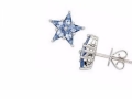 7/8 Carat Sapphire 14K White Gold Star Earrings