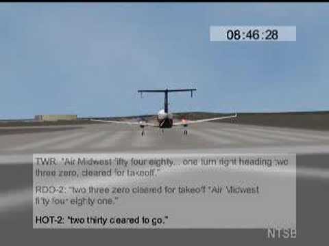 Flight Path Animation Air Midwest Flight 5481 accident