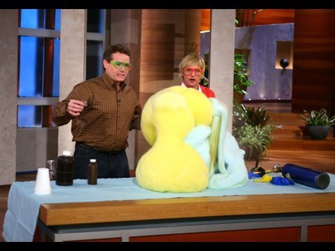 SteveSpanglerScience - Steve Spangler's first appearance on the Ellen DeGeneres Show. Featured science demos: Reverse Helium (SF6), Elephant's Toothpaste, Trash Can Smoke Rings. Ab...