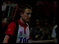 first of all i apologize for the poor quality of the video but when i got it this it just how it was but hopefully you can still enjoy it. this is peter gade vs. lin dan in the thomas cup 2004 men's singles finals. this part includes just the warm up. enjoy the match:) it's a great one.