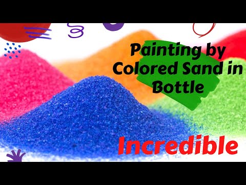 Painting by colored sand in a glass bottle.. Awsome!