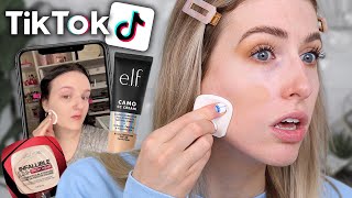 TESTING VIRAL TIK TOK MAKEUP... L'Oreal Infallible Powder Foundation vs. ELF Camo CC Cream?? by Rachhloves