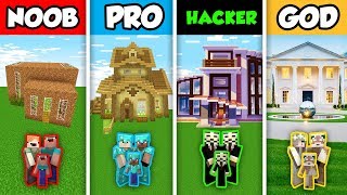 Minecraft NOOB vs. PRO vs. HACKER vs GOD : FAMILY ELEGANT HOUSE BUILD CHALLENGE in Minecraft!