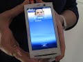 Lisa Cameron, Market Development Manager demo'ing the Xperia X10 at the Mobile World Congress in Barcelona.