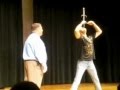 Texas Principal Removes Sword from Sword Swallower's mouth