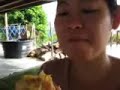 girl eat durian in penang