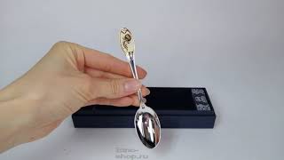 Серебряная чайная ложка с позолотой «Водолей»