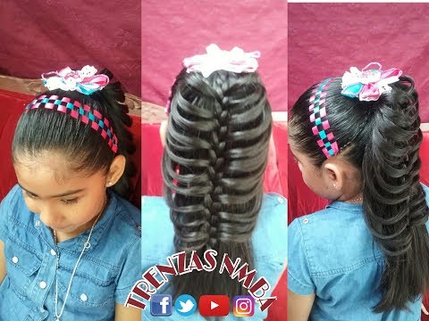 PEINADO PARA NIÑA/ ENCINTADO AJEDREZ Y TRENZA PLUMA/ TRENZASNMBA item-thumbnail
